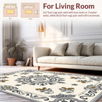 Ornate Floral Medallion Gray Gold Rug