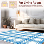 Classic Blue White Plaid Pattern Rug