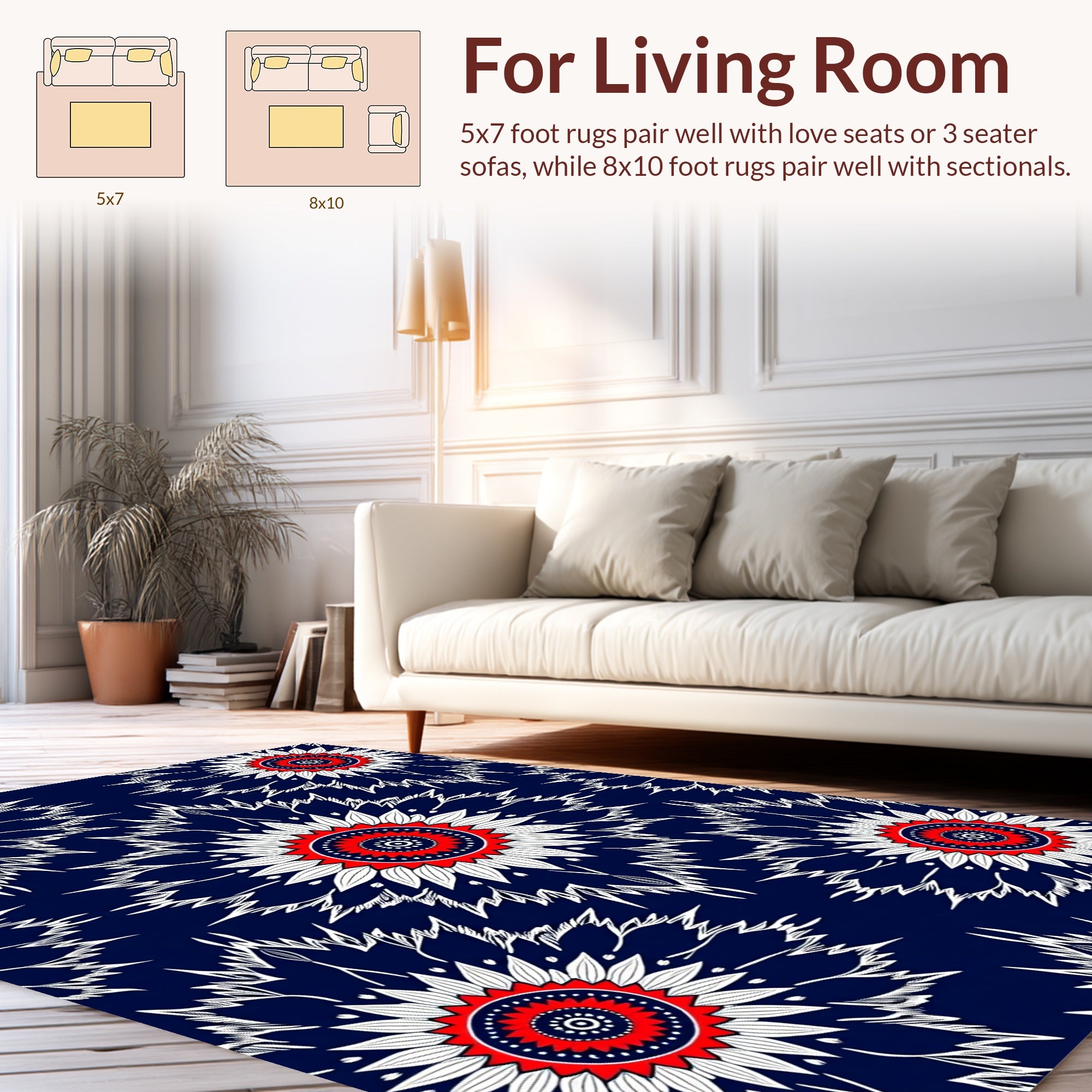Bold Sunburst Pattern Design Rug
