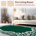 Ornate Emerald Scrollwork Frame Rug