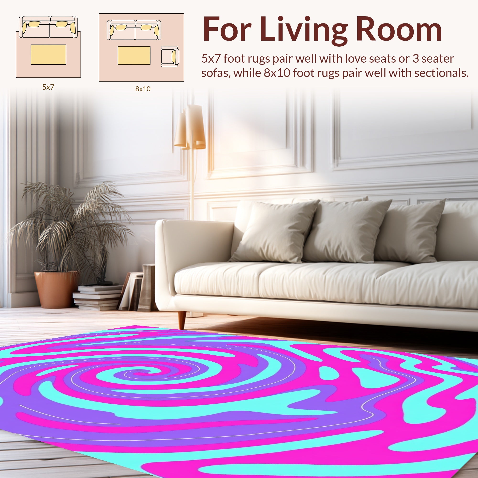Bold Swirl Pattern Textile Design Rug