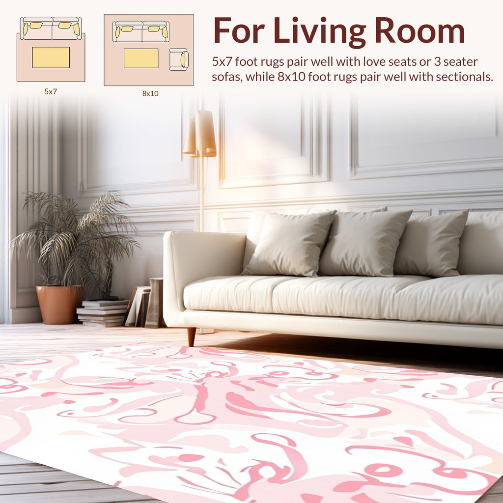 Soft Pink Abstract Swirl Pattern Rug