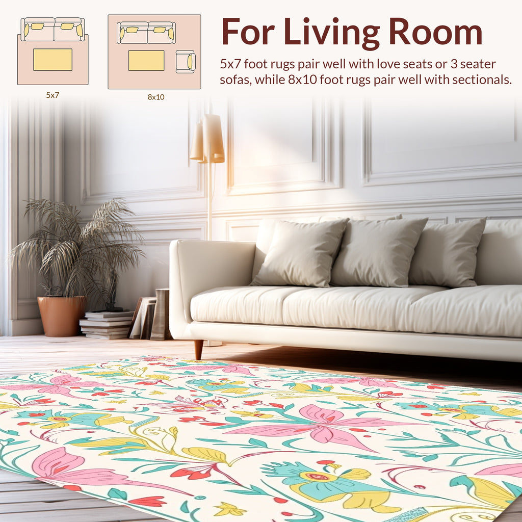 Whimsical Butterfly Floral Pattern Rug