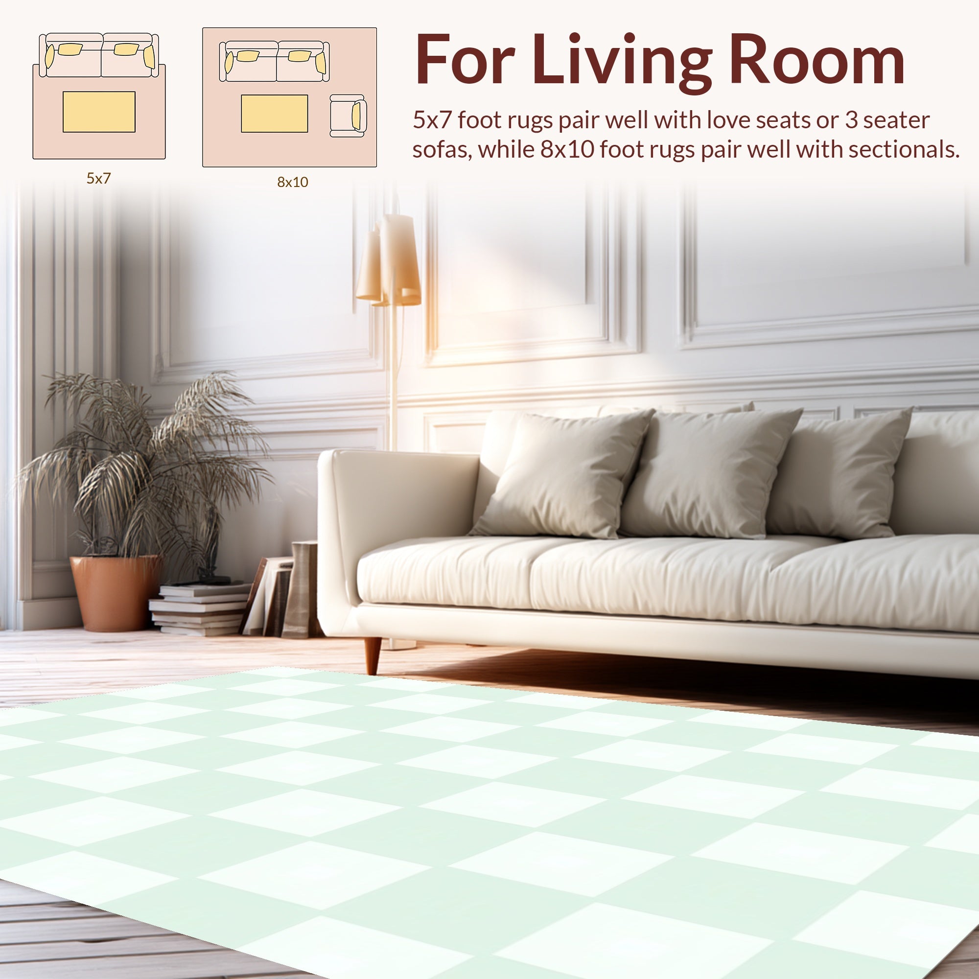 Soft Checkered Pattern Rug