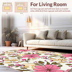Pink Bloom Floral Outline Rug