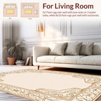 Ornate Scrollwork Floral Border Design Rug