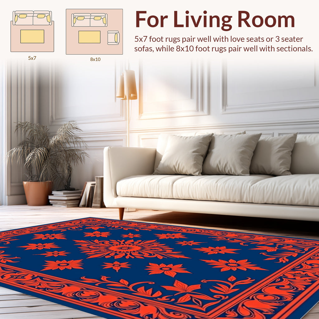Ornate Floral Scrollwork Pattern Rug