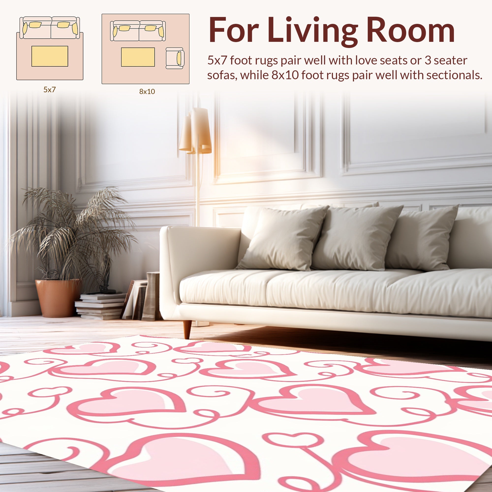 Pink Heart Swirl Pattern Rug