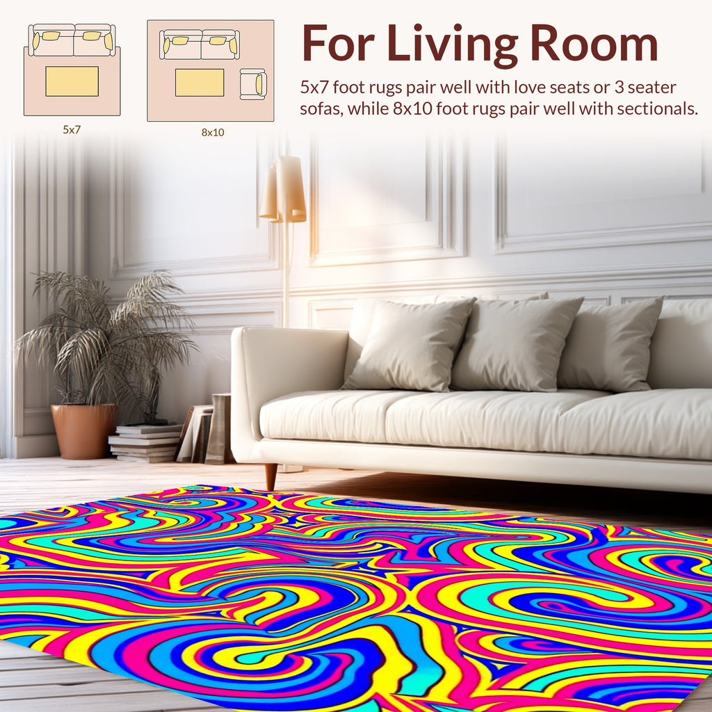 Vibrant Swirl Abstract Star Pattern Rug