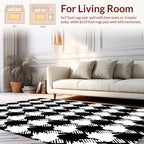 Classic Houndstooth Black White Pattern Rug
