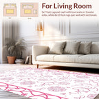 Pink Floral Vine Outline Design Rug