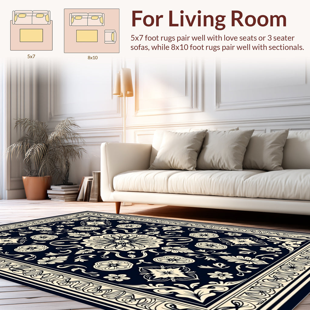 Ornate Floral Medallion Geometric Pattern Rug