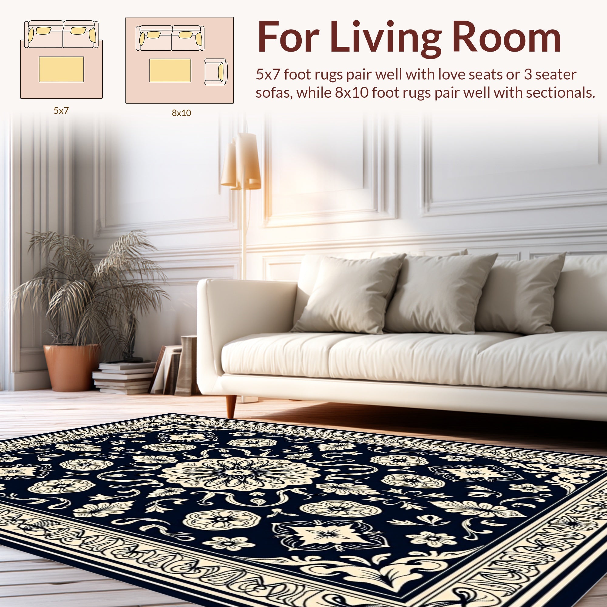 Ornate Floral Medallion Geometric Pattern Rug