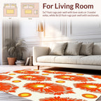 Retro Orange Sunburst Floral Pattern Rug