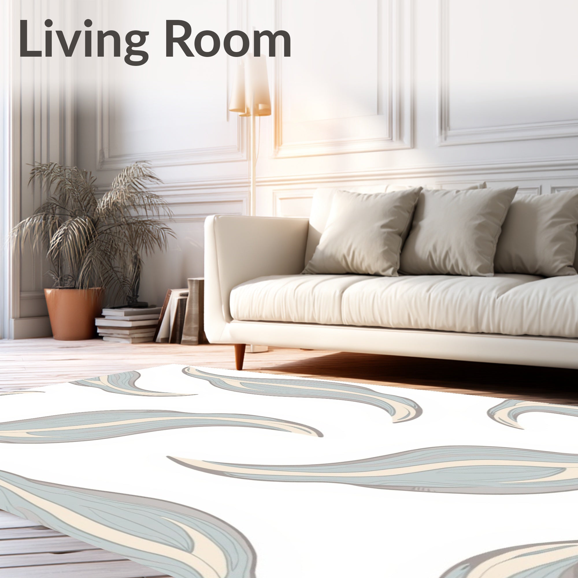 Pale Blue Abstract Organic Shapes Rug