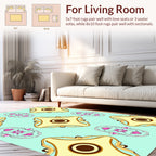 Ornate Teal Yellow Floral Medallion Pattern Rug