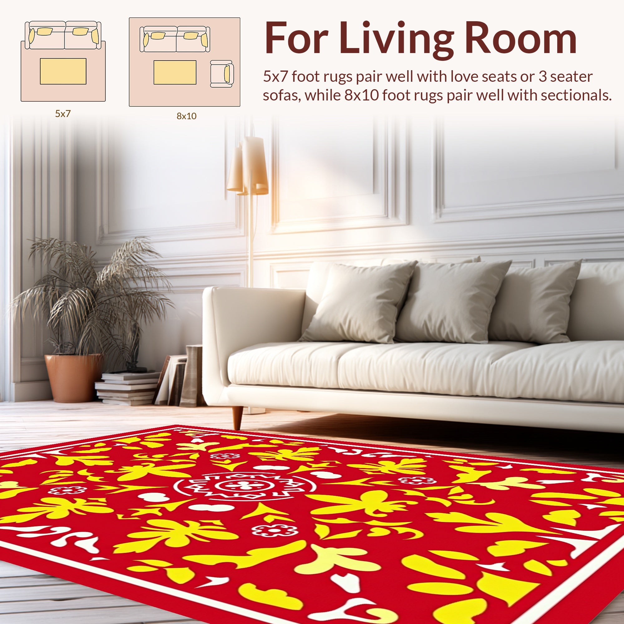 Vibrant Folk Floral Medallion Patterns Rug