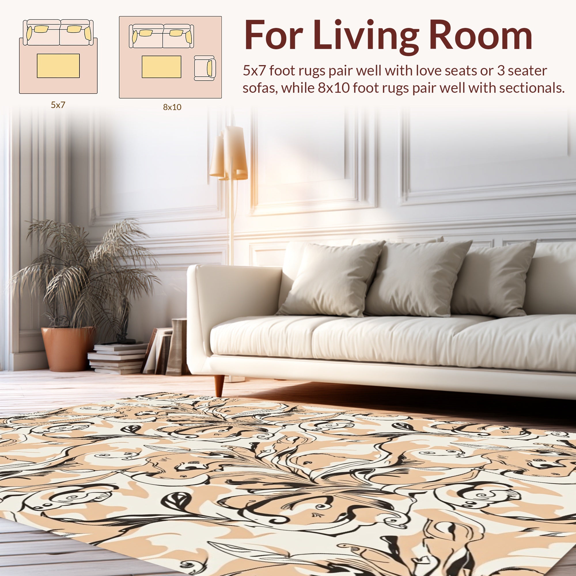 Abstract Floral Swirls Pattern Rug
