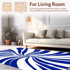 Swirling Blue And White Stripe Pattern Rug