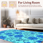 Blue Floral Vine Intricate Design Rug
