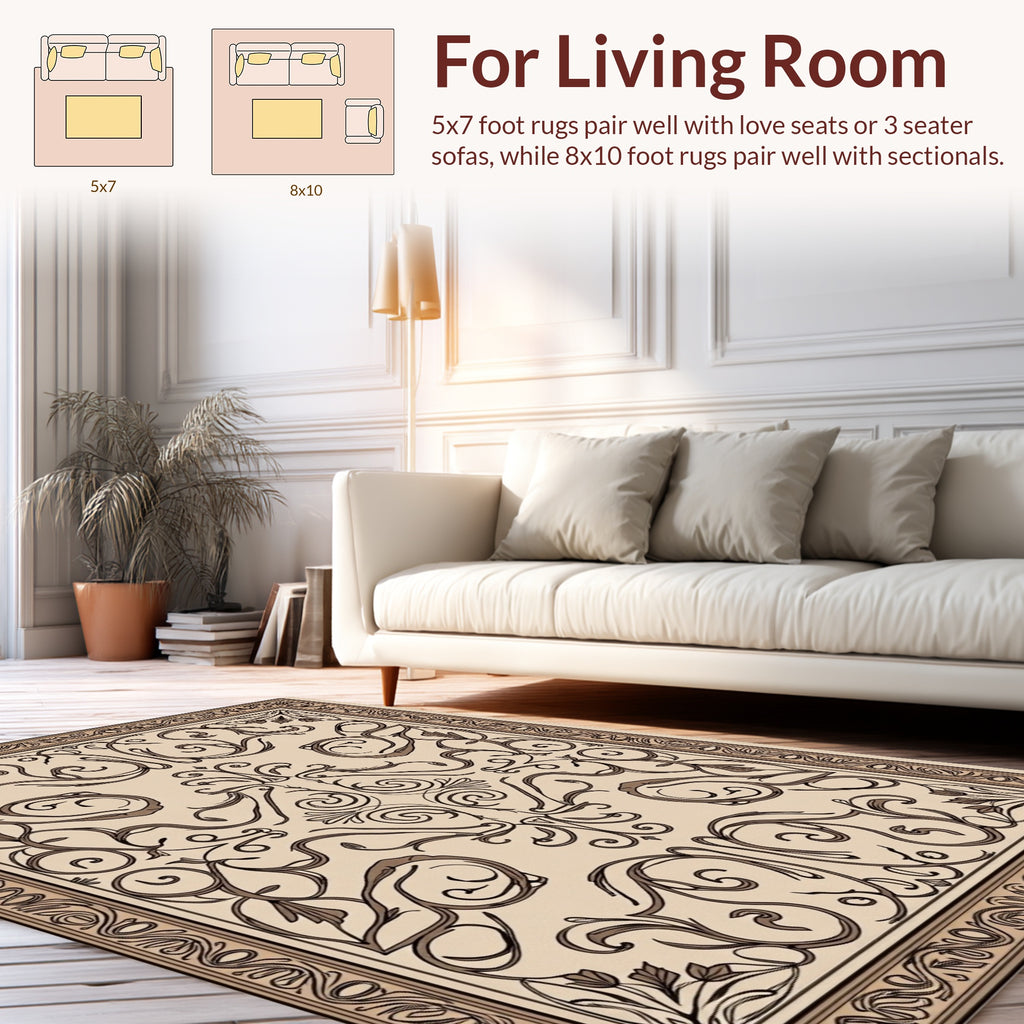 Elegant Scrollwork Vintage Design Rug