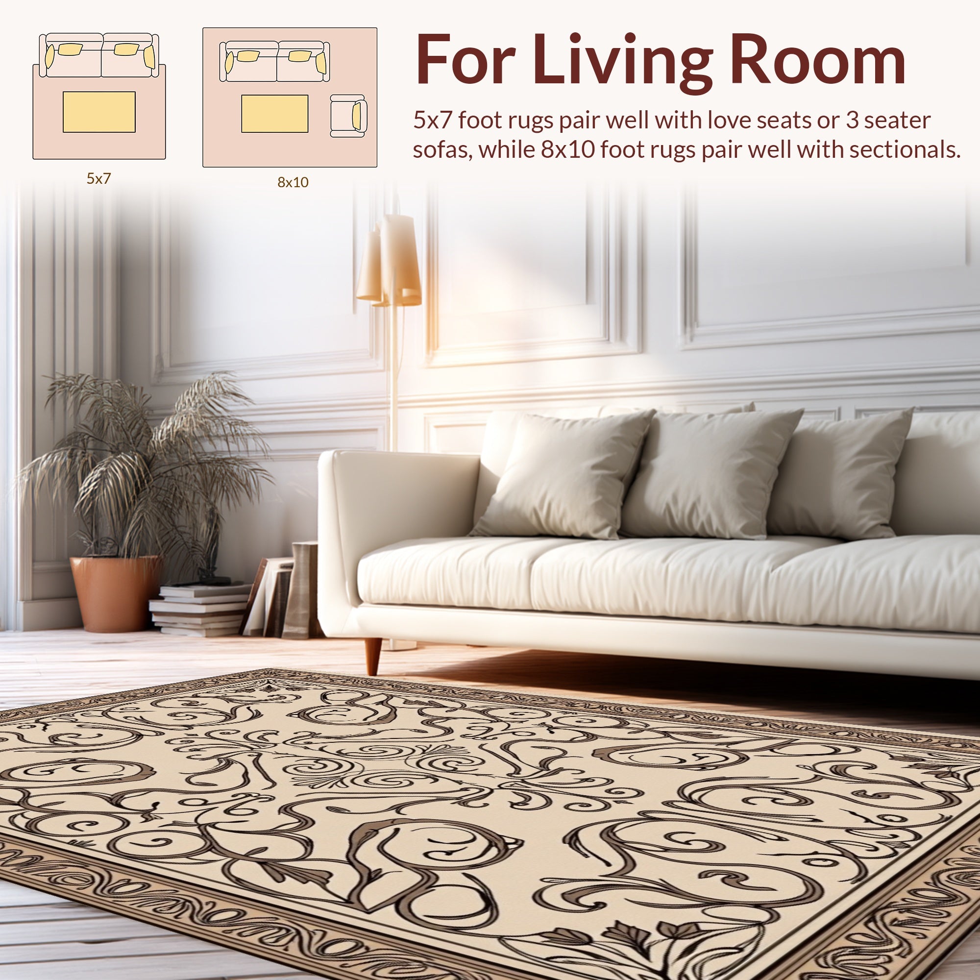 Elegant Scrollwork Vintage Design Rug