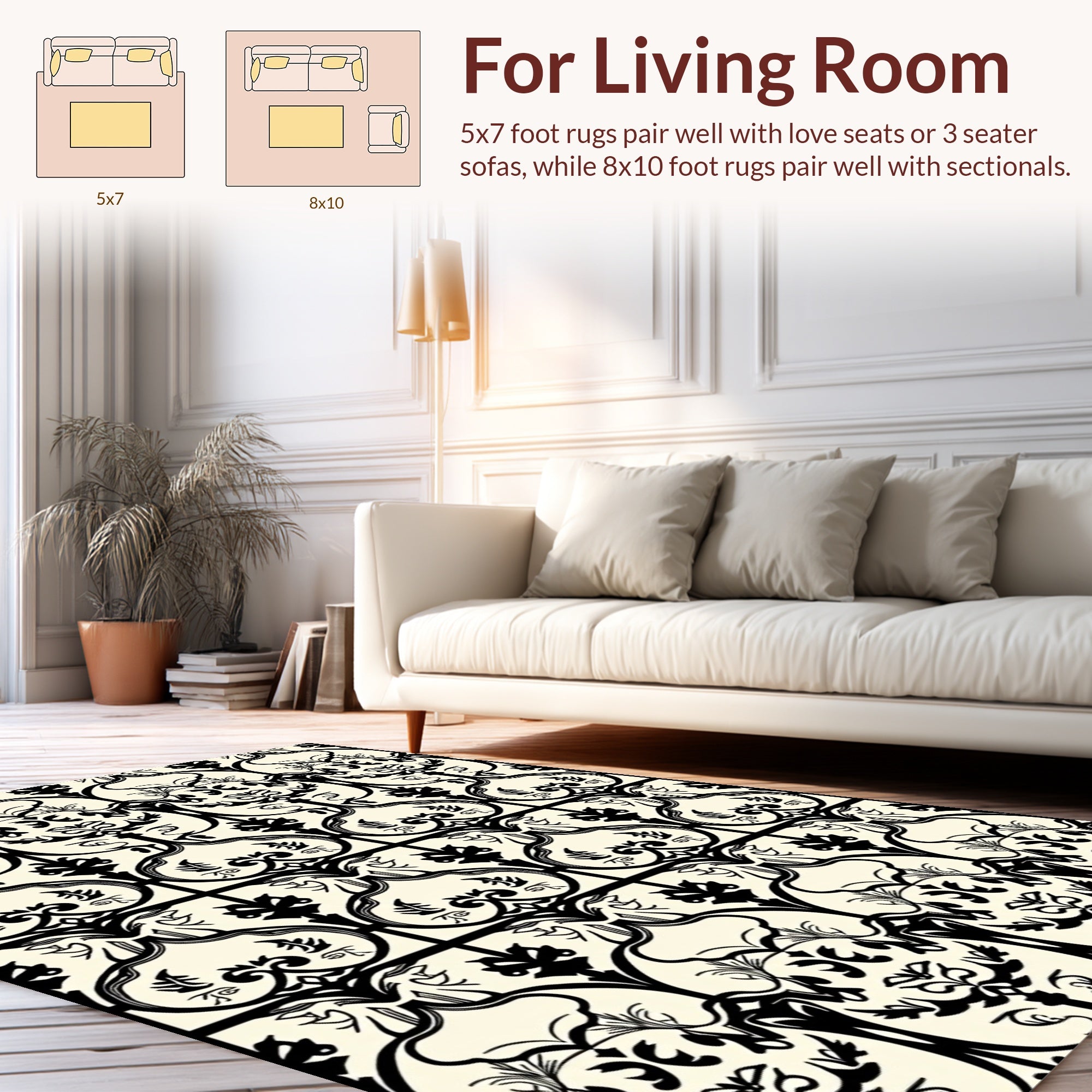 Archival Black Cream Pattern Rug