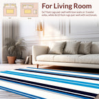 Bold Blue White Vertical Stripes Rug