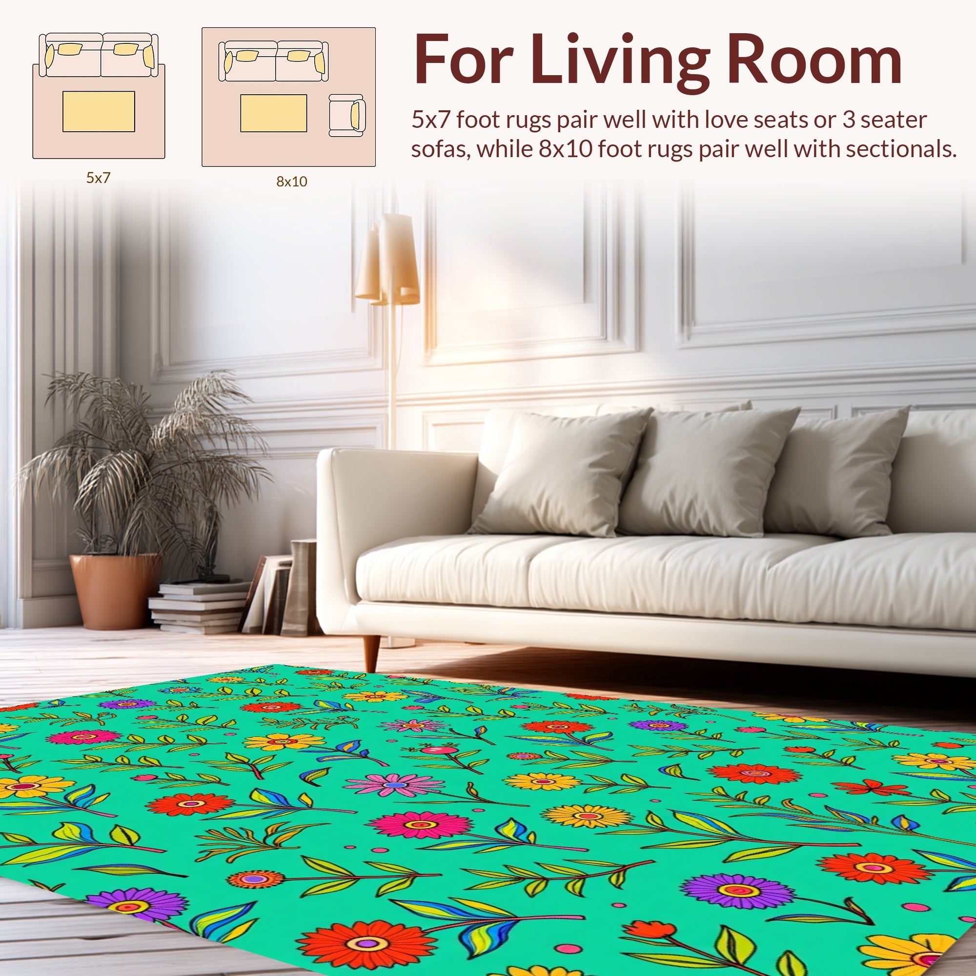 Bright Floral Pattern Delight Rug