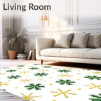 Green Gold Snowflake Christmas Rug
