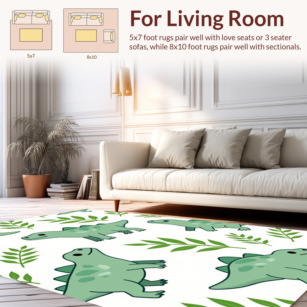 Cute Dinosaur Foliage Pattern Rug