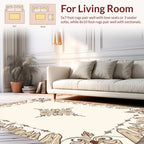Elegant Floral Bordered Creamy Rug