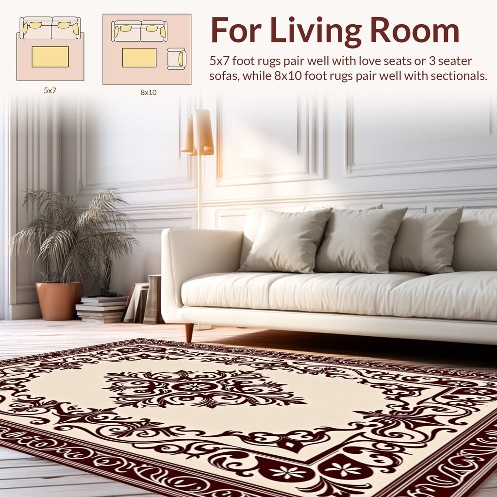 Classic Scrollwork With Floral Motifs Rug