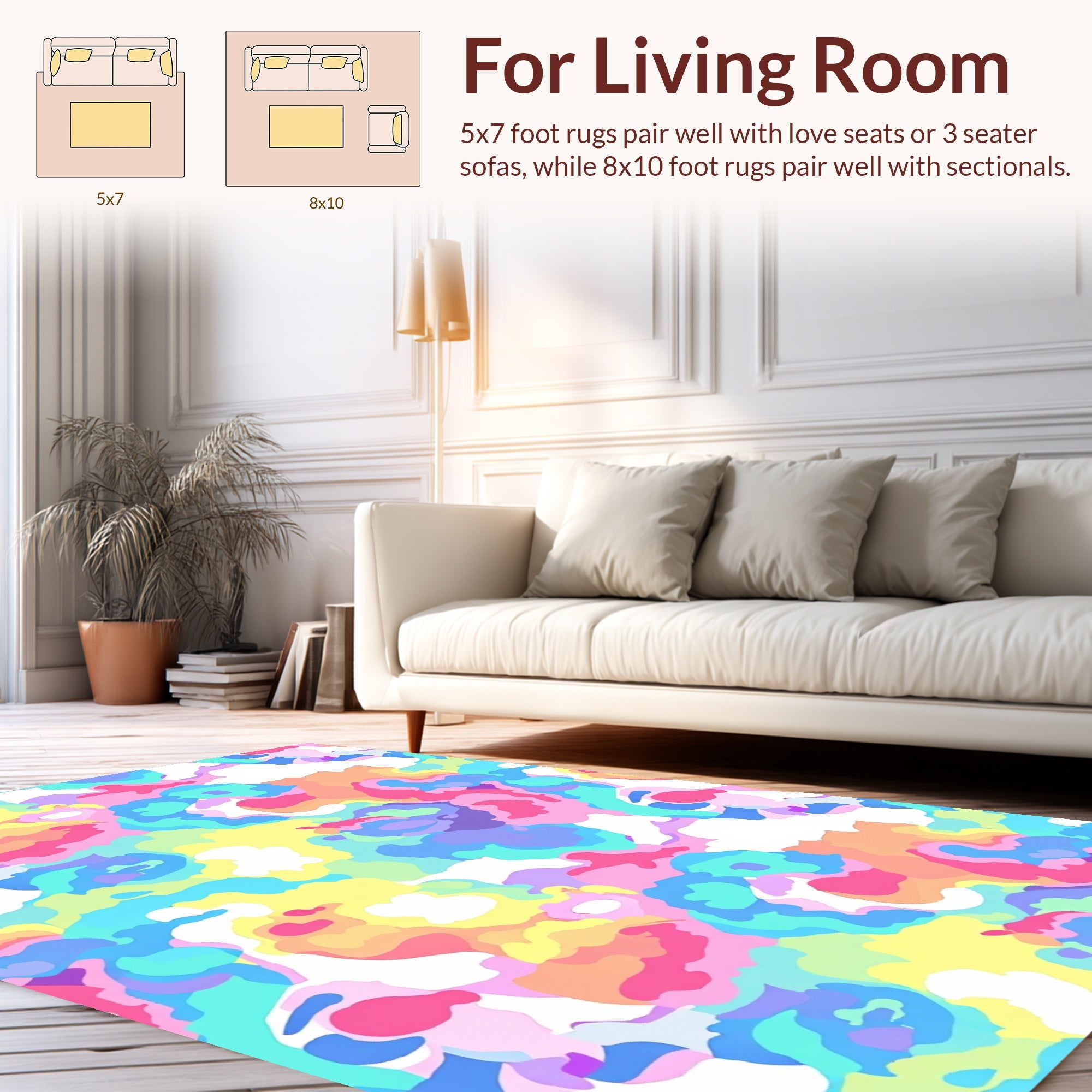 Abstract Swirl Bright Colors Rug