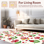Red Ladybug Floral Garden Pattern Rug