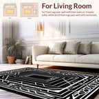 Art Deco Geometric White Line Design Rug