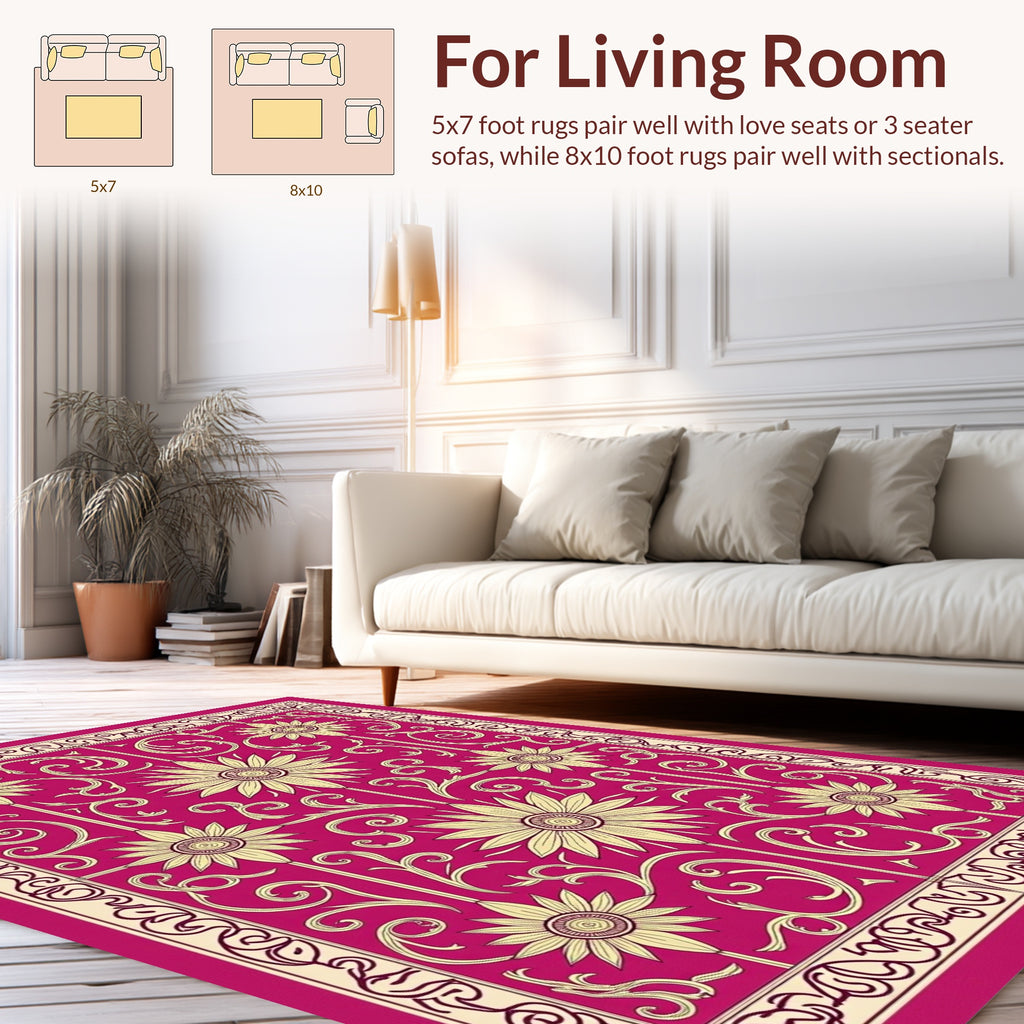 Ornate Floral Vintage Pink Design Rug