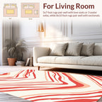 Abstract Red White Wave Pattern Rug