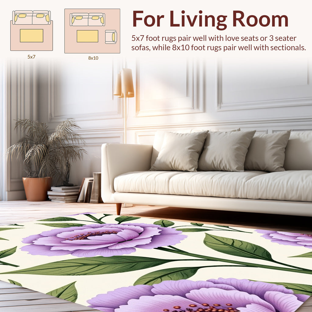 Pastel Floral Pattern Decorative Design Rug