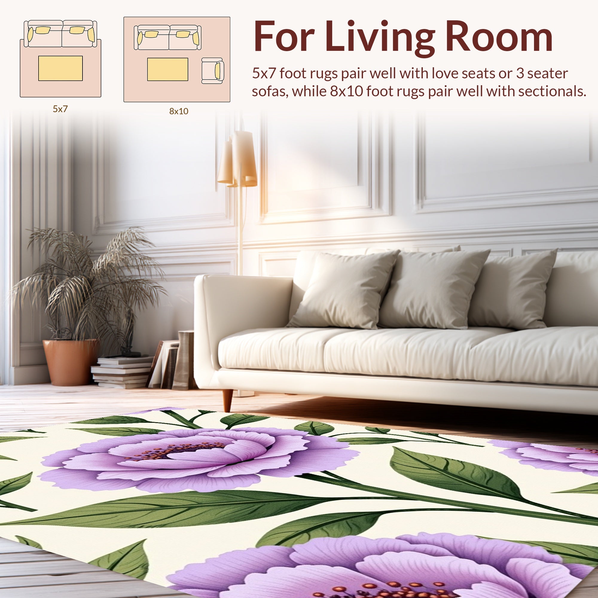 Pastel Floral Pattern Decorative Design Rug
