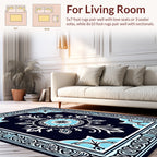Ornate Teal Floral Central Medallion Rug