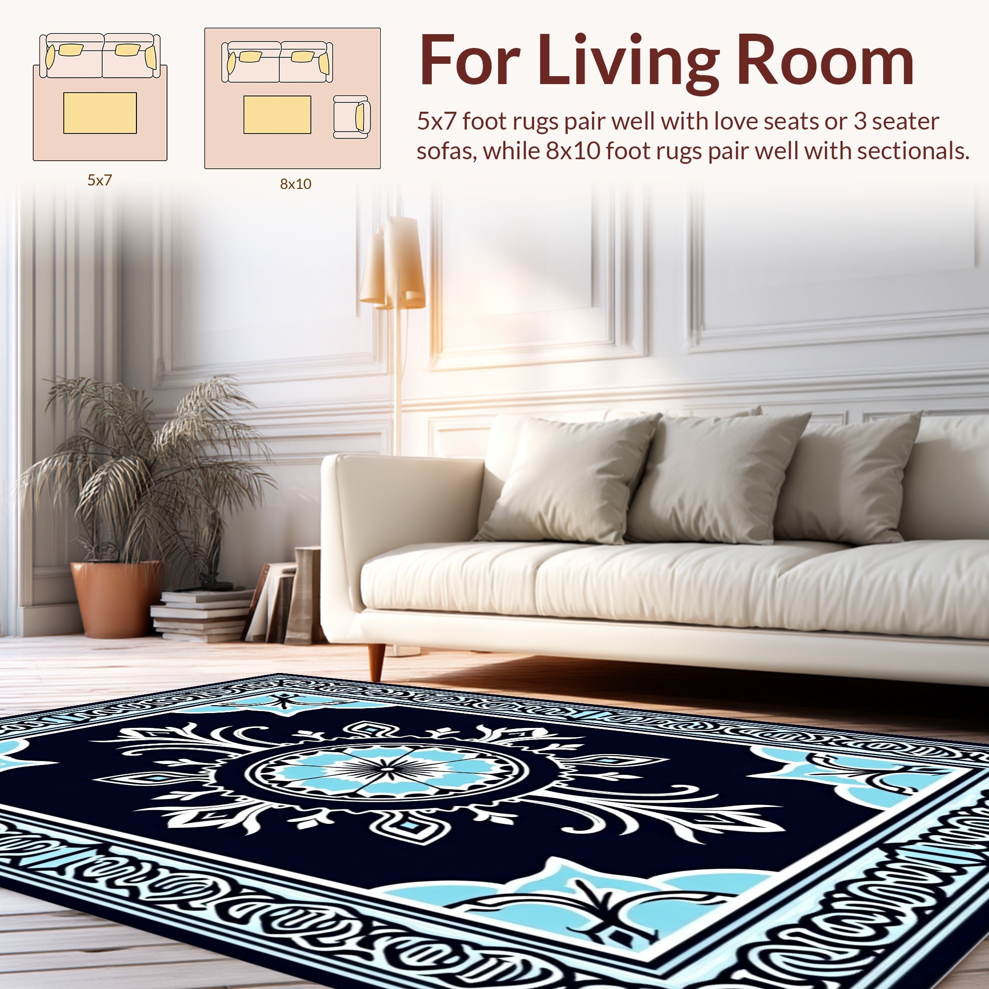 Ornate Teal Floral Central Medallion Rug