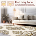 Classic Damask Floral Scrollwork Pattern Rug