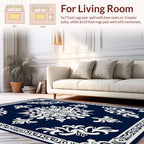 Classic Floral Ornate Navy Rug