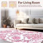 Elegant Pink Floral Scrollwork Patterns Rug
