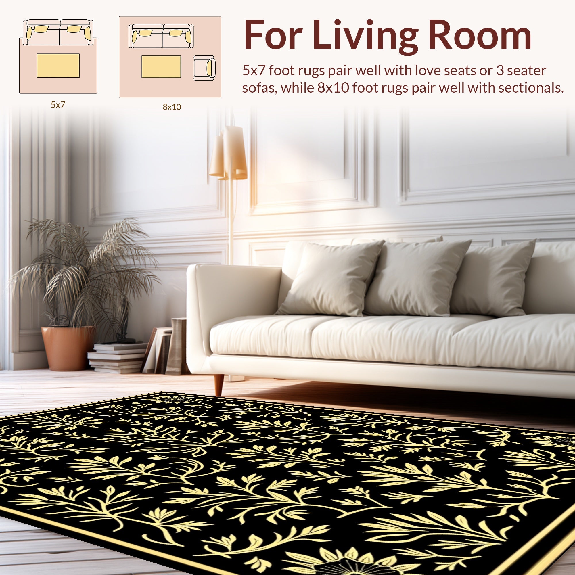 Classical Floral Vine Pattern Design Rug