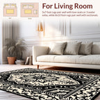 Ornate Floral Mandala Black Cream Rug