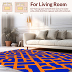 Vibrant Orange Intersecting Grid Pattern Rug