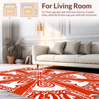 Vibrant Orange Radial Abstract Pattern Rug