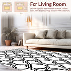 Black White Dynamic Interlocking Pattern Rug